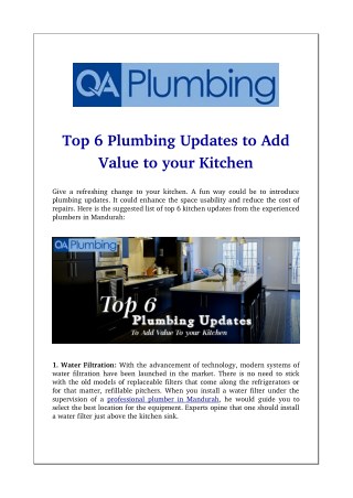 Top 6 Plumbing Updates to Add Value to your Kitchen