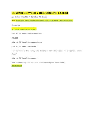 COM 263 GC WEEK 7 DISCUSSIONS LATEST