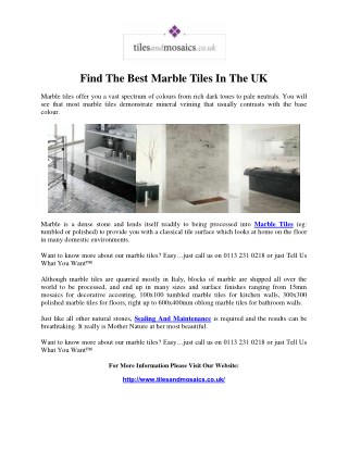 Find The Best Marble Tiles In The UK