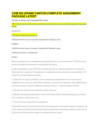COM 263 GRAND CANYON COMPLETE ASSIGNMENT PACKAGE LATEST