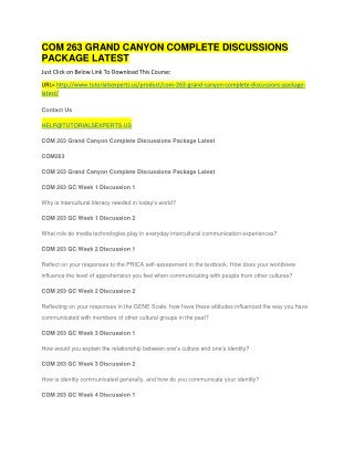 COM 263 GRAND CANYON COMPLETE DISCUSSIONS PACKAGE LATEST