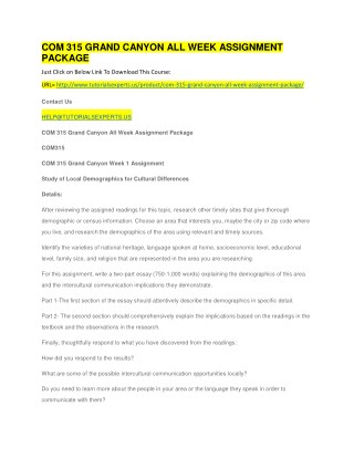 COM 315 GRAND CANYON ALL WEEK ASSIGNMENT PACKAGE