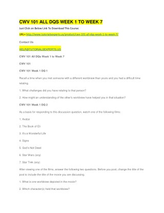 CWV 101 ALL DQS WEEK 1 TO WEEK 7