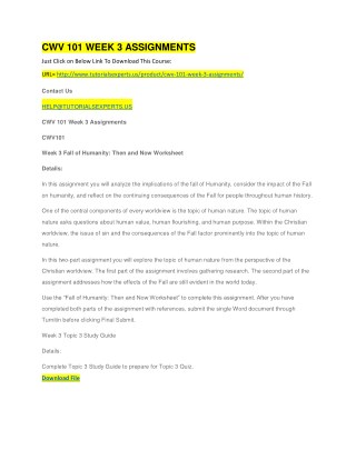 CWV 101 WEEK 3 ASSIGNMENTS