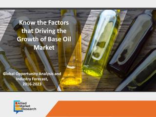 Base Oil Market Expected to Reach $38,031 Million, Globally, by 2023