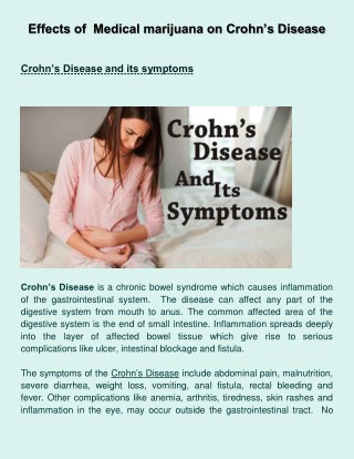 Effects of Medical marijuana on Crohnâ€™s Disease