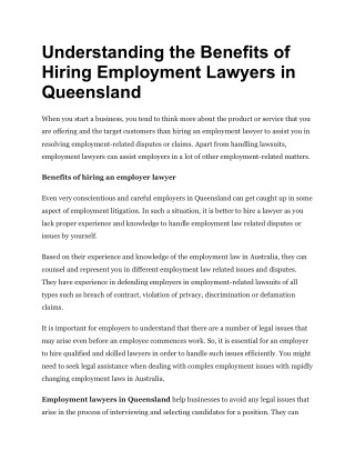 Understanding the Benefits of Hiring Employment Lawyers in Queensland