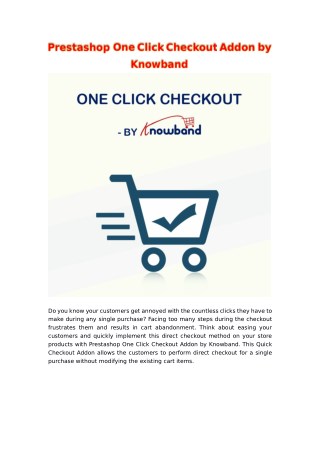 Promote Impulse Buying with Prestashop One Click Checkout by Knowband