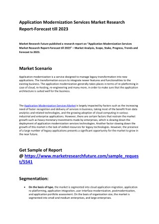 Application Modernization Services Market Research Study and Future Prospects 2023