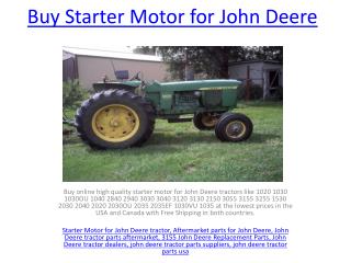 Buy Starter Motor for John Deere