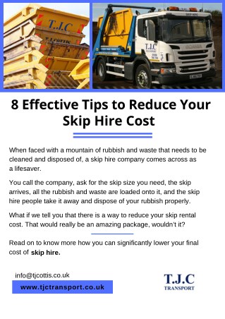 8 Effective Tips to Reduce Your Skip Hire Cost