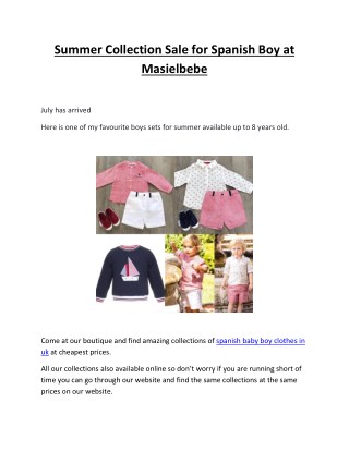 Summer Collection Sale for Spanish Boy at Masielbebe