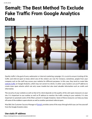 Semalt: The Best Method To Exclude Fake Traffic From Google Analytics Data