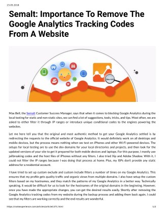 Semalt: Importance To Remove The Google Analytics Tracking Codes From A Website