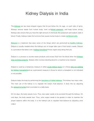 Complete guide to the cost of kidney dialysis in India