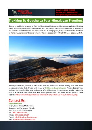 Trekking To Goeche La Pass-Himalayan Frontiers