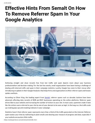 Effective Hints From Semalt On How To Remove Referrer Spam In Your Google Analytics