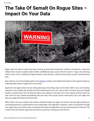 The Take Of Semalt On Rogue Sites â€“ Impact On Your Data