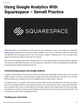 Using Google Analytics With Squarespace â€“ Semalt Practice