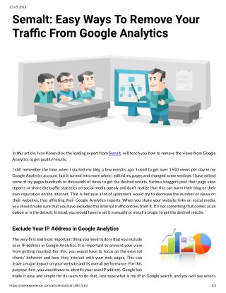Semalt: Easy Ways To Remove Your Traffic From Google Analytics