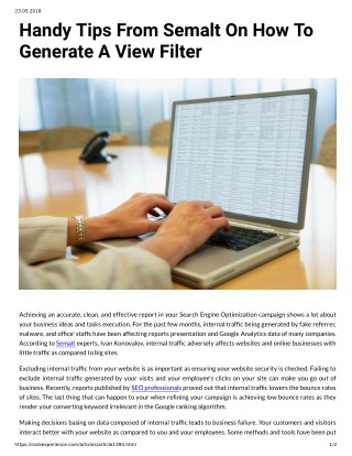 Handy Tips From Semalt On How To Generate A View Filter