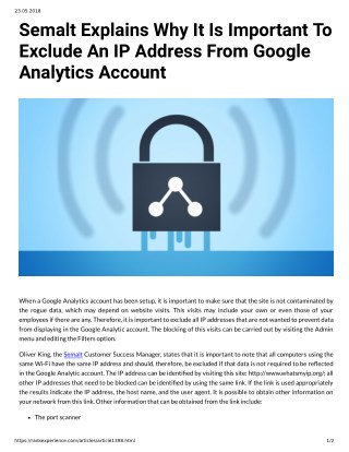 Semalt Explains Why It Is Important To Exclude An IP Address From Google Analytics Account