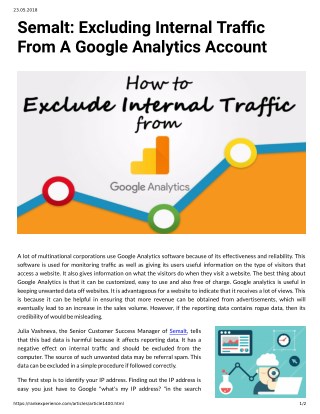 Semalt: Excluding Internal Traffic From A Google Analytics Account
