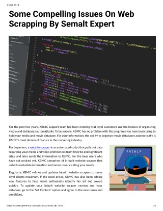 Some Compelling Issues On Web Scrapping By Semalt Expert