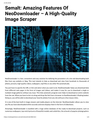 Semalt: Amazing Features Of NeoDownloader A High-Quality Image Scraper