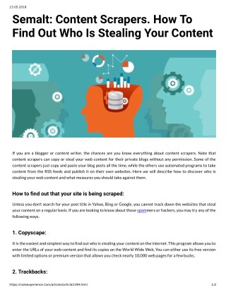 Semalt: Content Scrapers. How To Find Out Who Is Stealing Your Content