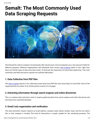 Semalt: The Most Commonly Used Data Scraping Requests