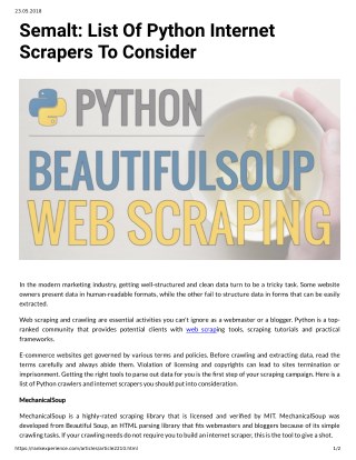 Semalt: List Of Python Internet Scrapers To Consider