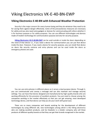 Viking Electronics VK-E-40-BN-EWP | GoHeadsets | Buy Headsets Online