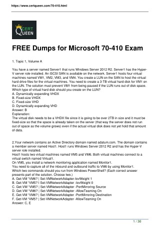 2018 Microsoft 70-410 Exam Dumps Questions