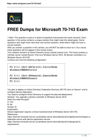 2018 CertQueen 70-743 Practice Exam