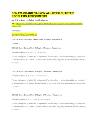 ECN 220 GRAND CANYON ALL WEEK CHAPTER PROBLEMS ASSIGNMENTS