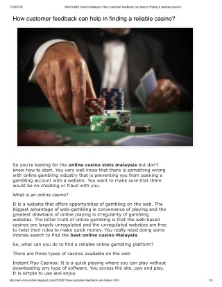 How customer feedback can help in finding a reliable casino
