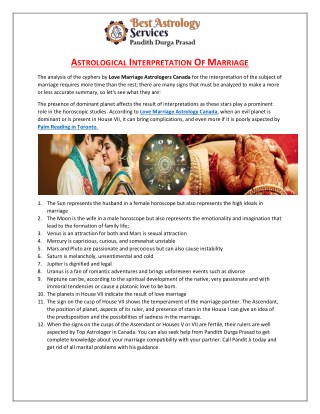 ASTROLOGICAL INTERPRETATION OF MARRIAGE