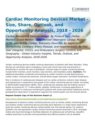 Cardiac Monitoring Devices Market Opportunity Analysis, 2018-2026