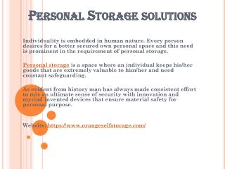 Personal Storage solutions