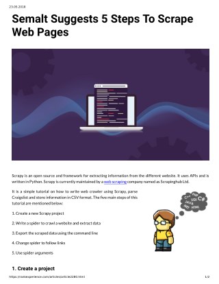 Semalt Suggests 5 Steps To Scrape Web Pages