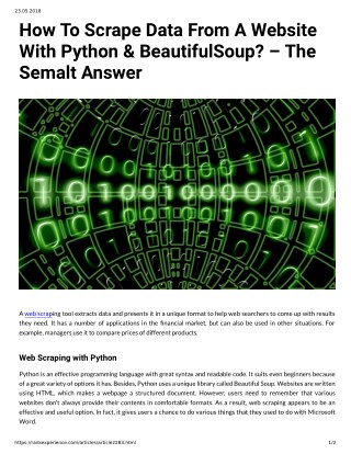 How To Scrape Data From A Website With Python & BeautifulSoup? â€“ The Semalt Answer