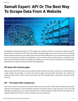 Semalt Expert: API Or The Best Way To Scrape Data From A Website