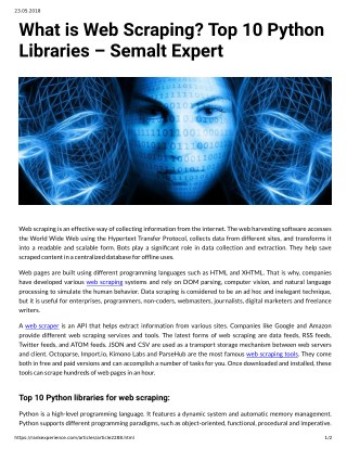 What is Web Scraping? Top 10 Python Libraries â€“ Semalt Expert