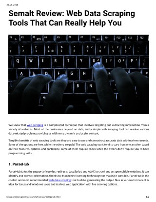 Semalt Review: Web Data Scraping Tools That Can Really Help You