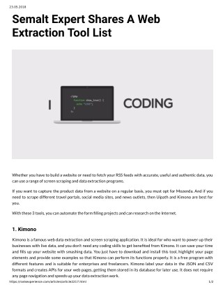 Semalt Expert Shares A Web Extraction Tool List