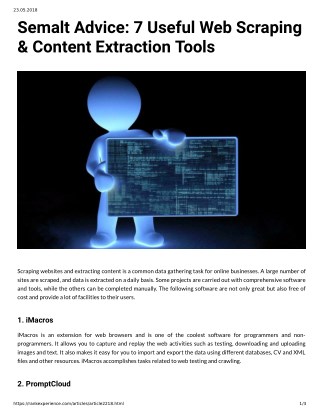 Semalt Advice: 7 Useful Web Scraping & Content Extraction Tools