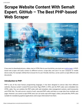 Scrape Website Content With Semalt Expert. GitHub The Best PHP-based Web Scraper