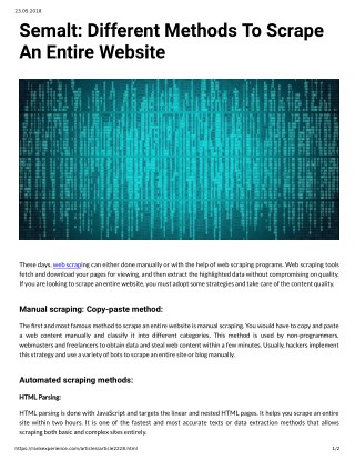 Semalt: Different Methods To Scrape An Entire Website