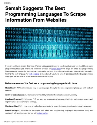 Semalt Suggests The Best Programming Languages To Scrape Information From Websites